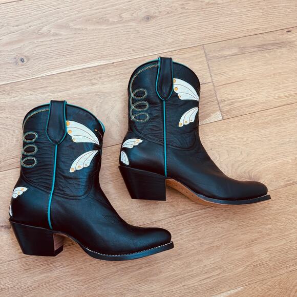 Fraulein Black Butterfly Women's Western Black Cowboy Boots- 7.5 - Picture 8 of 12